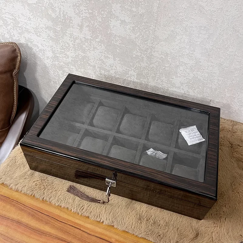 10 Slots Black Wooden Premium Watch Organizer Box And Gift Case